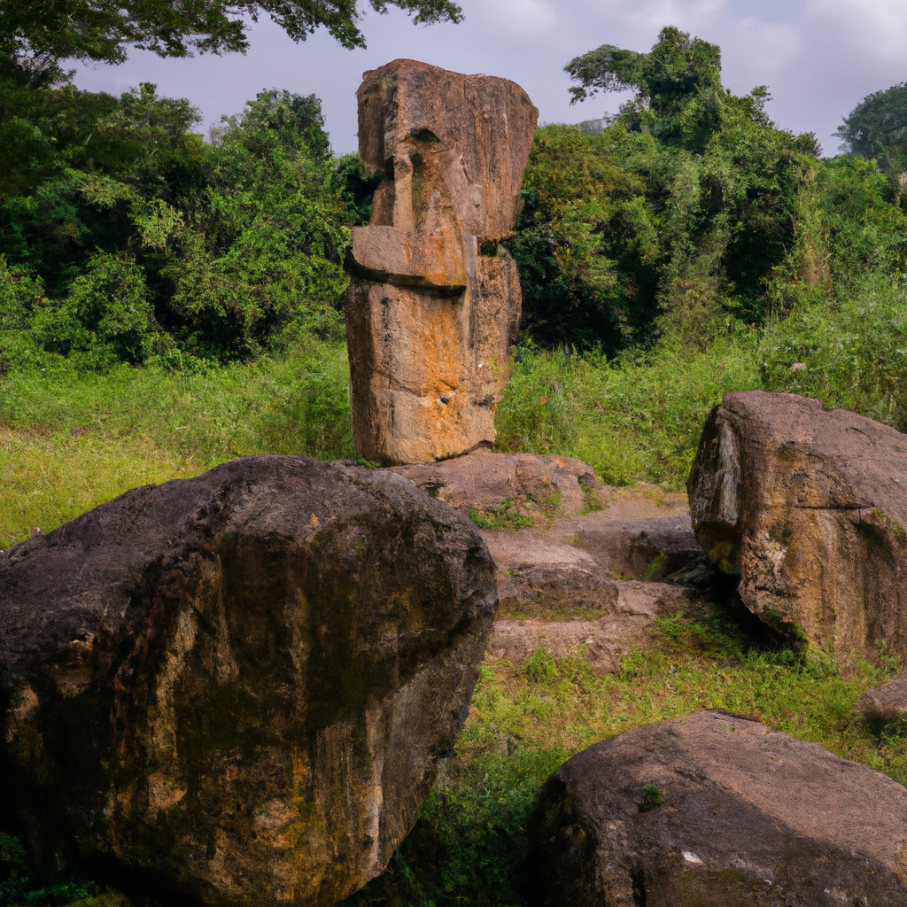 Carved Stone Monoliths at Emaghabe, Cross Rivers State In Nigeria ...